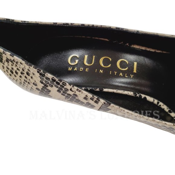 GUCCI SHOES PYTHON PRINT METAL 105mm HIGH HEEL PUMPS - Picture 10 of 14